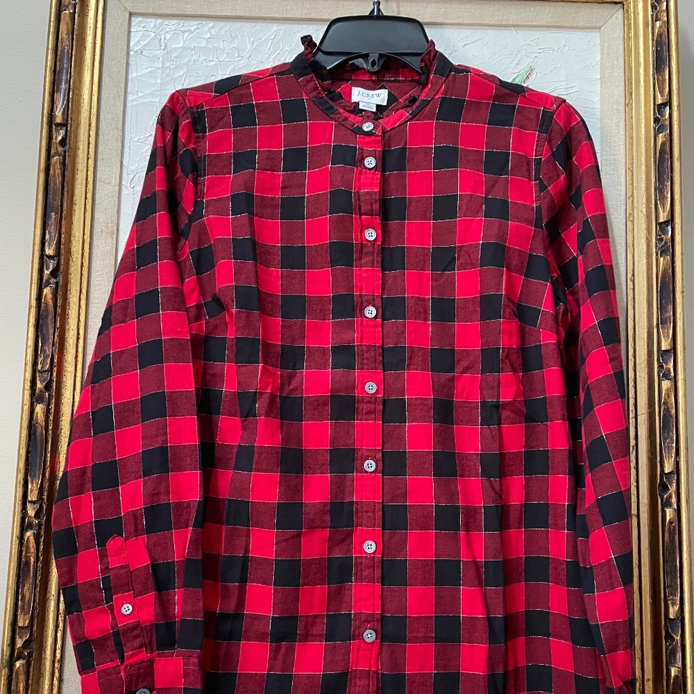 JCrew Ruffleneck Classic Fit Shirt in Buffalo Plaid